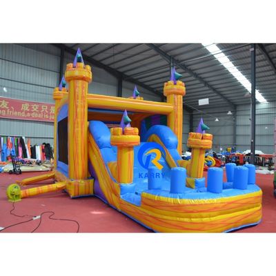 23 x 13ft Crossover Building Block Inflatable Bounce House with Slide PVC Yellow Castle