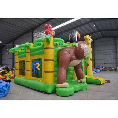 Unisex Portable Animal Paradise Inflatable Bounce House with Slide Wet Dry Heavy Duty Blower Included