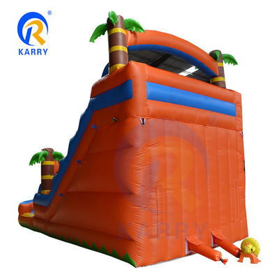 Water Spray Palm Tree Slide Inflatable Combo Pool and Double Slide for Children's Play