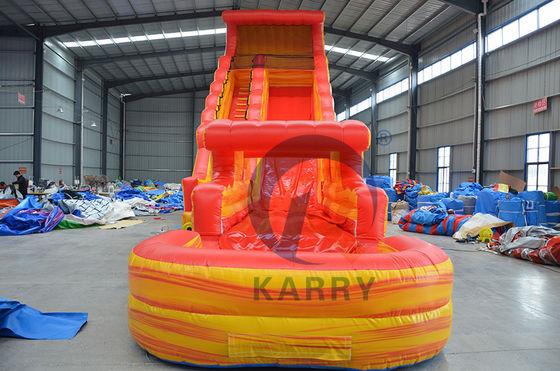 PORTABLE Inflatable Volcano Wave Slide with Pool 0.55mm Thickness PLOTO PVC Tarpaulin