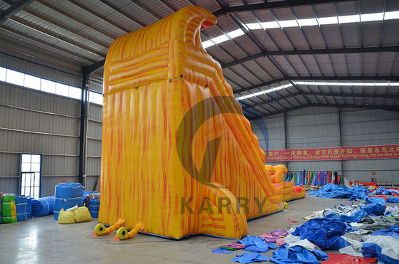 PORTABLE Inflatable Volcano Wave Slide with Pool 0.55mm Thickness PLOTO PVC Tarpaulin