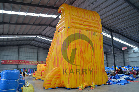 PORTABLE Inflatable Volcano Wave Slide with Pool 0.55mm Thickness PLOTO PVC Tarpaulin