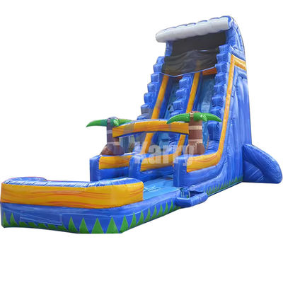 Inflatable 18ft Adult Tropical Backyard Water Slide with Swimming Pool and Palm Tree