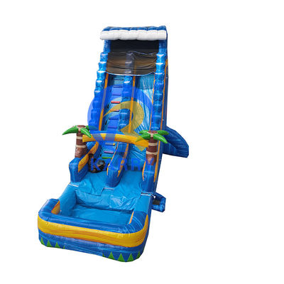 Inflatable 18ft Adult Tropical Backyard Water Slide with Swimming Pool and Palm Tree
