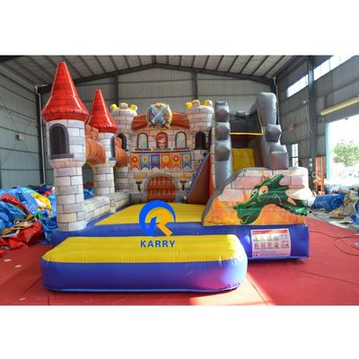 Party Rentals Inflatable Dragon Castle Bouncy Jumping Bouncer with Slide and CE Blower