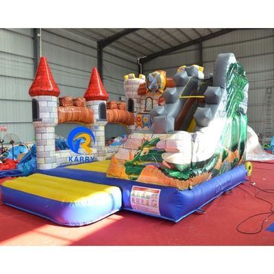Party Rentals Inflatable Dragon Castle Bouncy Jumping Bouncer with Slide and CE Blower