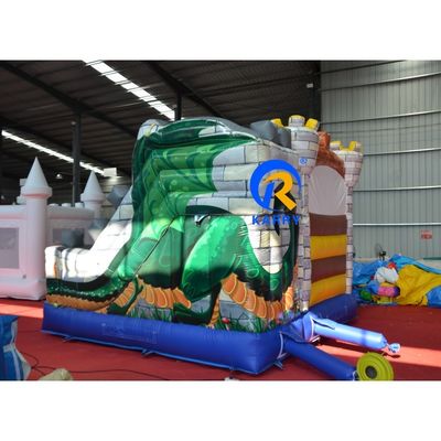 Party Rentals Inflatable Dragon Castle Bouncy Jumping Bouncer with Slide and CE Blower