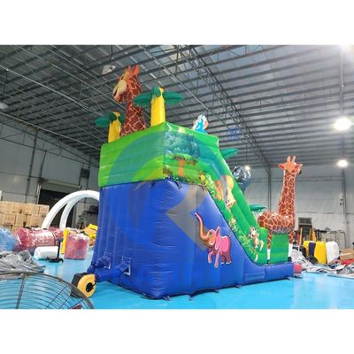 Inflatable Double Slide Safari Animal Theme Bouncy Slide with Mighty Giraffe and More