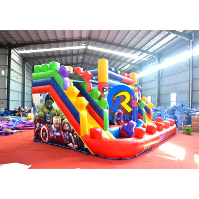 PVC 23ft Crossover Building Block Castle Inflatable Bounce House with Slide and Blower
