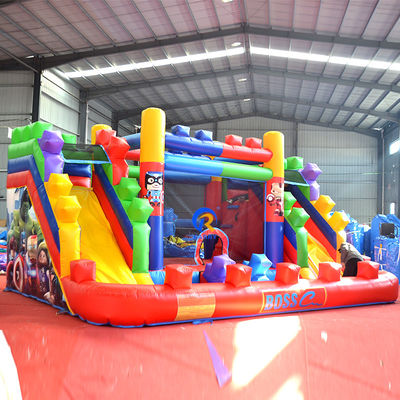 PVC 23ft Crossover Building Block Castle Inflatable Bounce House with Slide and Blower