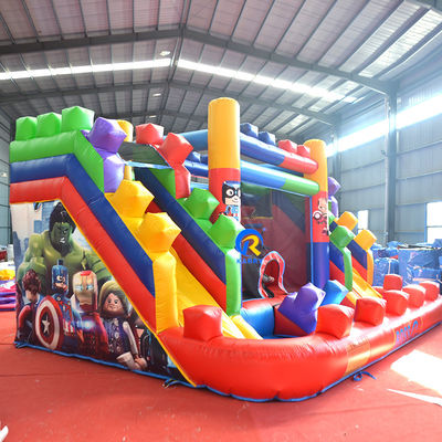 PVC 23ft Crossover Building Block Castle Inflatable Bounce House with Slide and Blower