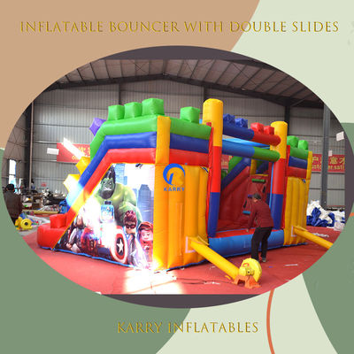 PVC 23ft Crossover Building Block Castle Inflatable Bounce House with Slide and Blower