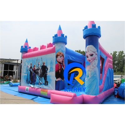 Blue Rental Inflatable Bouncy Castle Frozen Themed Combo Jumping Castle with Slide