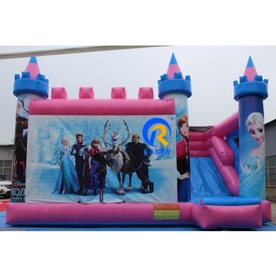 Blue Rental Inflatable Bouncy Castle Frozen Themed Combo Jumping Castle with Slide