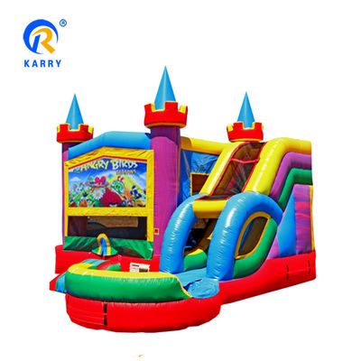 Blue Rental Inflatable Bouncy Castle Frozen Themed Combo Jumping Castle with Slide
