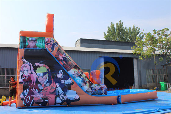 Commercial PVC Inflatable Equipment Hot-blooded Anime Characters Water Slide with Pool