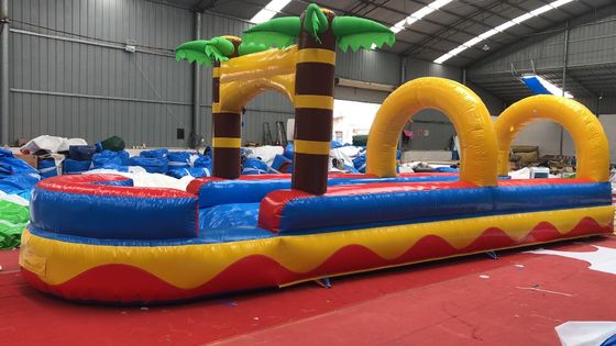 0.55mm PVC Tarpaulin Flat Slide Palm Tree Commercial Inflatable Water Slide for Adults