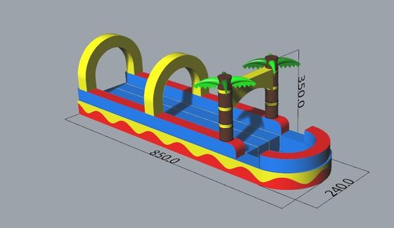 0.55mm PVC Tarpaulin Flat Slide Palm Tree Commercial Inflatable Water Slide for Adults