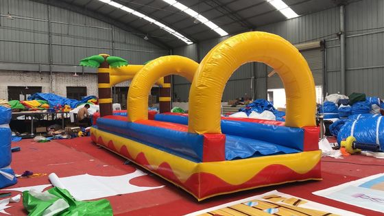 0.55mm PVC Tarpaulin Flat Slide Palm Tree Commercial Inflatable Water Slide for Adults