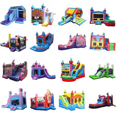 Crossover Commercial Colorful Bounce House with Slide and Accessories CE Blower Repair