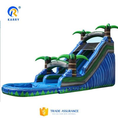 Colorful Palm Tree Design Inflatable Water Slide for Playground 15ft Commercial Grade