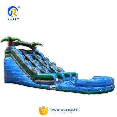 Colorful Palm Tree Design Inflatable Water Slide for Playground 15ft Commercial Grade