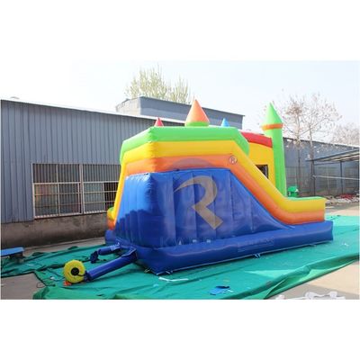 Unisex Inflatable Bouncer Slide Combo Colorful Castle Bounce House for Outdoor Party