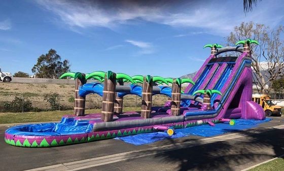 Digital Printing Purple Palm Tree Commercial Inflatable Water Slide for Adults and Kids