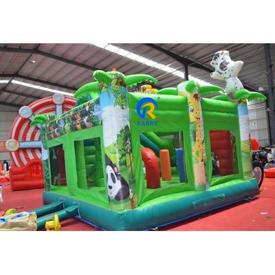Customized Size Blue Race Car Inflatable Bounce House with Slide Durable and Material