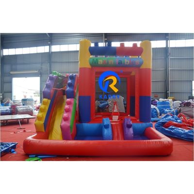 Crossover Building Block Castle Inflatable Bounce House with Slide 13 x 12 x 14.5 Feet