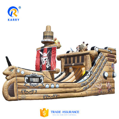 Full Printed PVC Material Inflatable Pirate Ship Dry Slide for Child Interest and Sale
