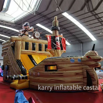 Full Printed PVC Material Inflatable Pirate Ship Dry Slide for Child Interest and Sale