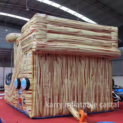 Full Printed PVC Material Inflatable Pirate Ship Dry Slide for Child Interest and Sale