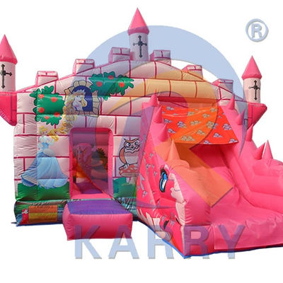 Commercial Pink Fairy Princess Castle Dinosaur Inflatable Bounce House with Slide