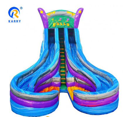 Large Inflatable Bounce House with Slide Summer Hot Twin Falls Inflatable Water Slide