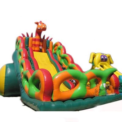 Floating Pool Hurricane Inflatable Bouncy Castle Slide Combo Adult Size Angry Dinosaur