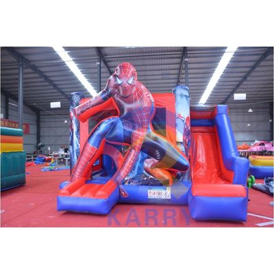 Unisex Super Cool Spiderman Inflatable Bounce House with Slide Wet Dry Customized Size