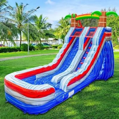 Outdoor Occasion Grey Inflatable Water Slide with Three Arch Bouncing and Swimming Pool