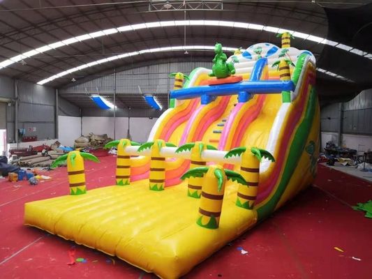 Commercial Amusement Park Water Slide Design Rain Forest Inflatable with Bounce House