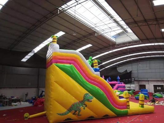 Commercial Amusement Park Water Slide Design Rain Forest Inflatable with Bounce House