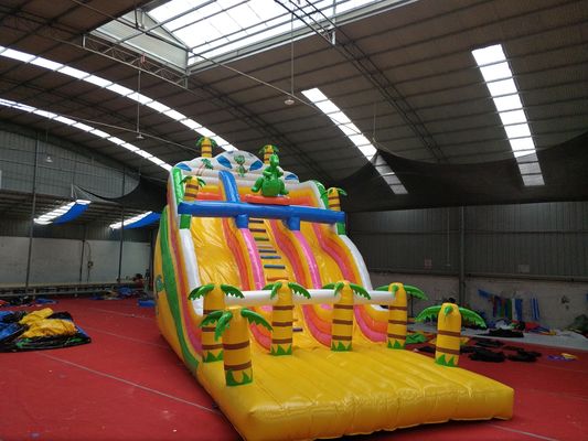 Commercial Amusement Park Water Slide Design Rain Forest Inflatable with Bounce House