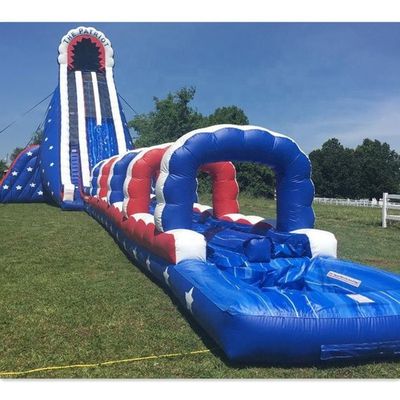 Inflatable Dual Lane Wet and Dry Slide Adult  Long Blue Slide for Amusement Park
