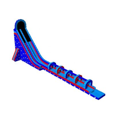 Inflatable Dual Lane Wet and Dry Slide Adult  Long Blue Slide for Amusement Park