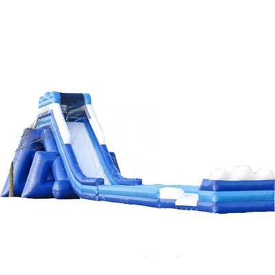 Inflatable Dual Lane Wet and Dry Slide Adult  Long Blue Slide for Amusement Park