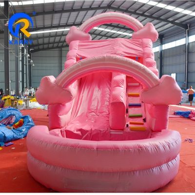 Portable Pure Pink Water Slide Inflatable with Pool Bounce House Jumping Bouncing Castle