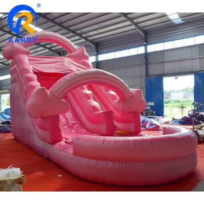 Portable Pure Pink Water Slide Inflatable with Pool Bounce House Jumping Bouncing Castle