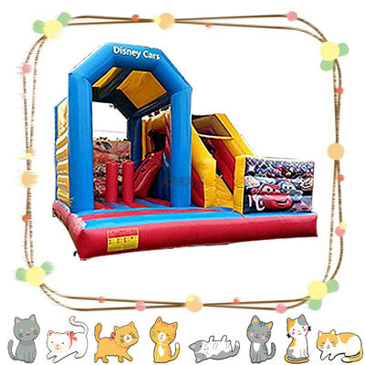 Outdoor Inflatable Racing Car Slider Dry Slides Castle Bounce House for Children