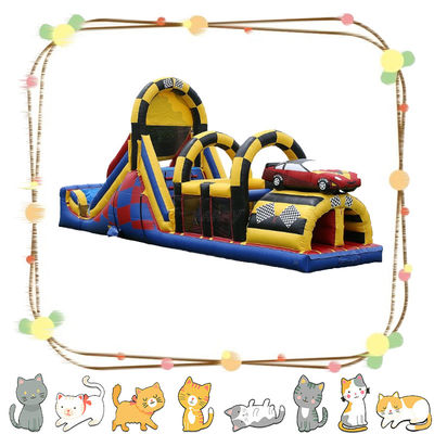 Outdoor Inflatable Racing Car Slider Dry Slides Castle Bounce House for Children