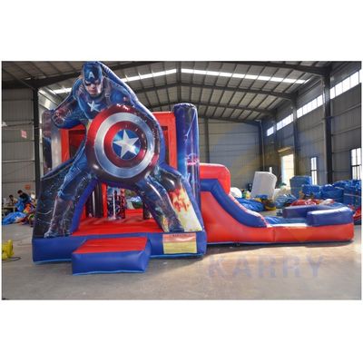 14 Years Up Superhero Characters Inflatable Castle Jumping Combo Bounce House with Blower