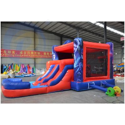 14 Years Up Superhero Characters Inflatable Castle Jumping Combo Bounce House with Blower